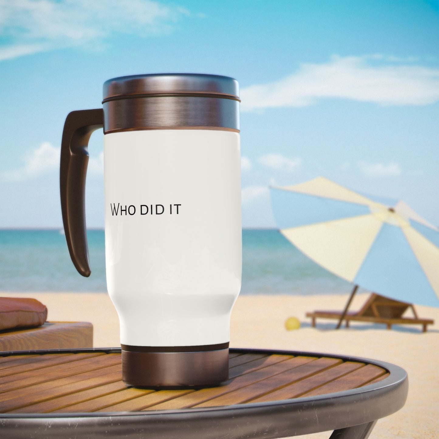 Who did it Stainless Steel Travel Mug with Handle, 14oz
