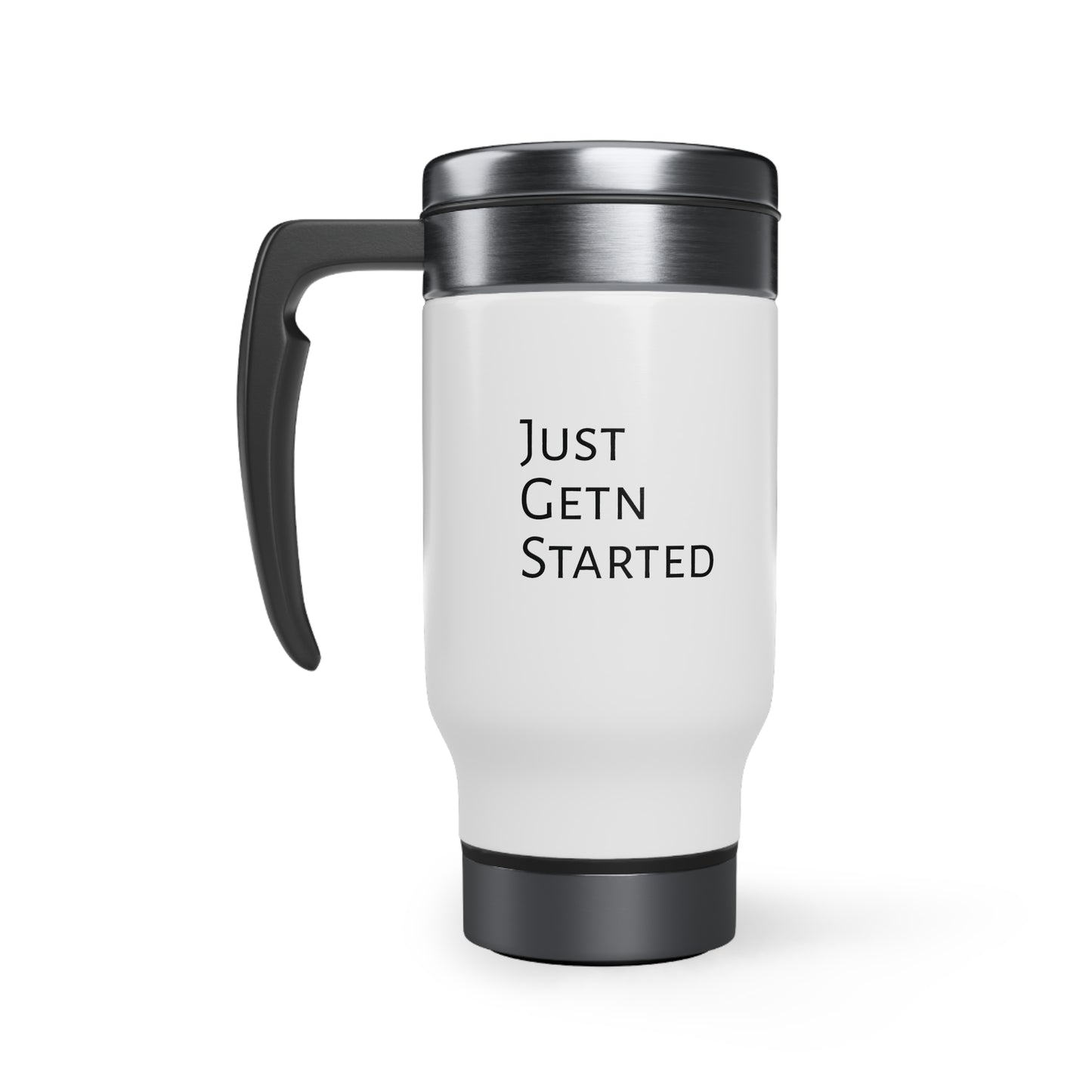Just Getn Started Stainless Steel Travel Mug with Handle, 14oz