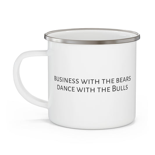 Business with the bears Enamel Camping Mug